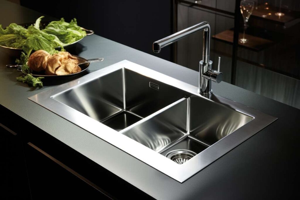 48 inch trough sink with double faucets for family use
