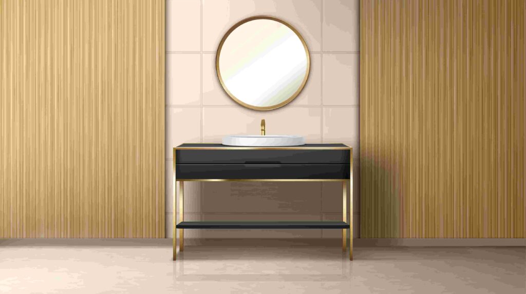 Elegant white pedestal marble sink installed in modern bathroom