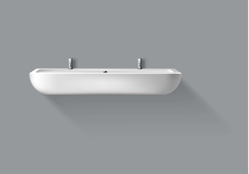 Farmhouse double sink with wide drainboard